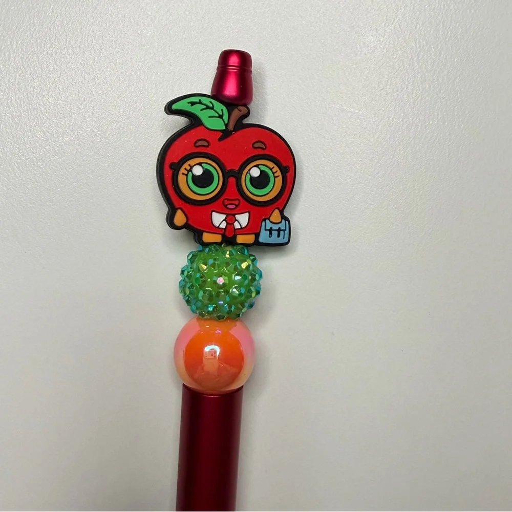 Handmade Apple Beadable Pen + Mystery Stickers